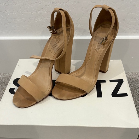 SCHUTZ Tan Block Heel Sandals - Picture 1 of 2